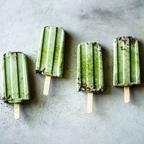 Mint Chocolate Chip Matcha Popsicles