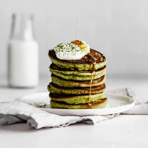 Banana Matcha Pancakes