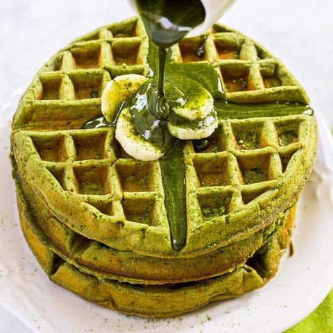 Banana Matcha Waffles