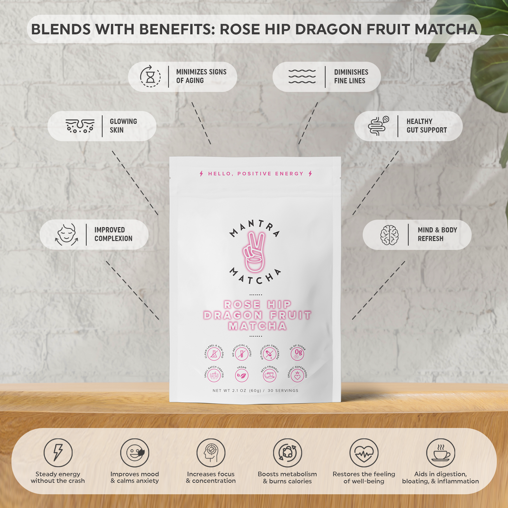 Rose Hip Dragon Fruit Matcha